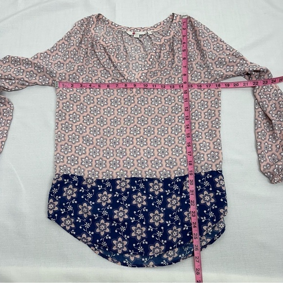 Boden Women's Size 4 Pink & Blue Floral Peasant Blouse Top - Picture 7 of 11